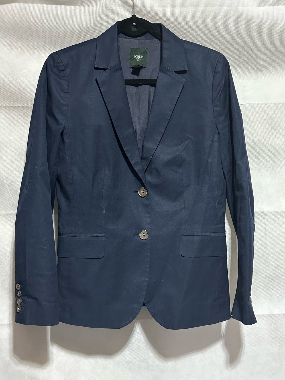 J Crew Suiting Blazer Womens 6 Navy Blue Cotton Preppy Business Office Career